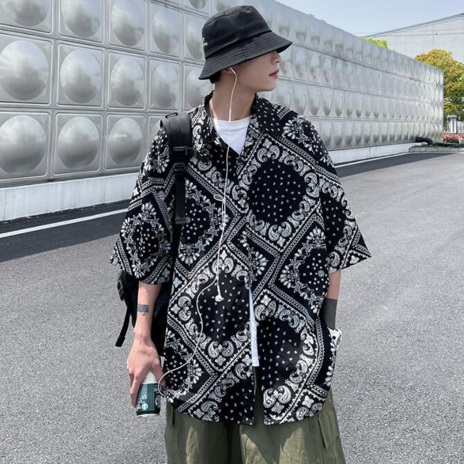 ペイズリー柄 総柄シャツ ブラウス 半袖 メンズ ビッグ ペイズリー柄 総柄シャツ ブラウス 半袖 メンズ ビッグ