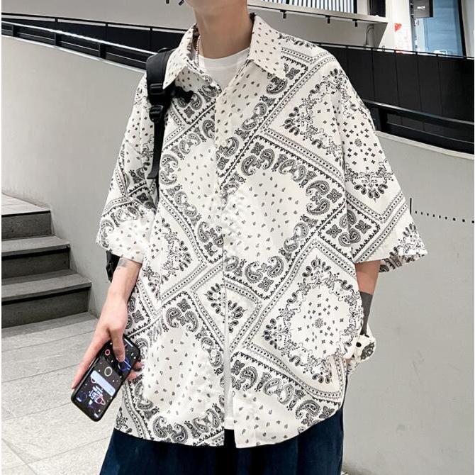 ペイズリー柄 総柄シャツ ブラウス 半袖 メンズ ビッグ
