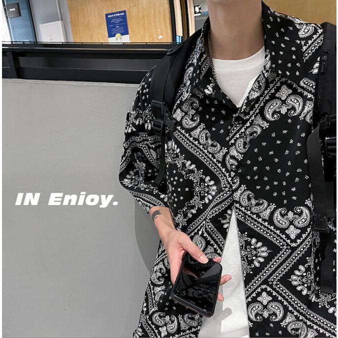 ペイズリー柄 総柄シャツ ブラウス 半袖 メンズ ビッグ