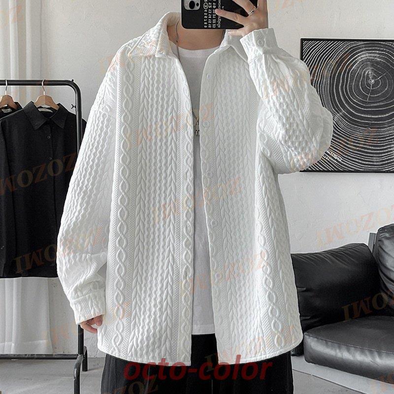 Doux. エンボスシャツ　ホワイト COLLARLESS SHIRT／WHITE［150,160］​ | m doudou jouons（エム