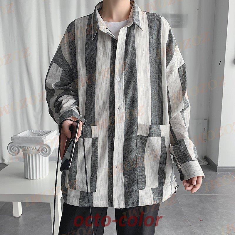 メンズ チェック柄シャツ 羽織りドロップショルダー G00384 チェック柄シャツ メンズ 七分袖 薄手 夏服 羽織 トップス