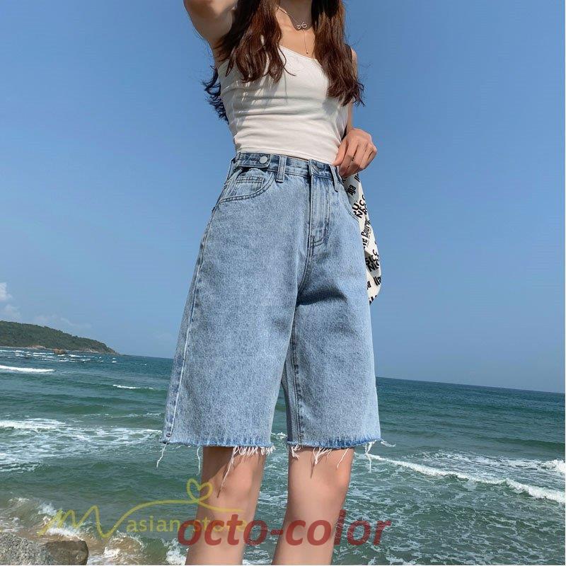 デニムパンツ レディース 夏 着痩せ ジーンズ デニム ハーフパンツ 5分 