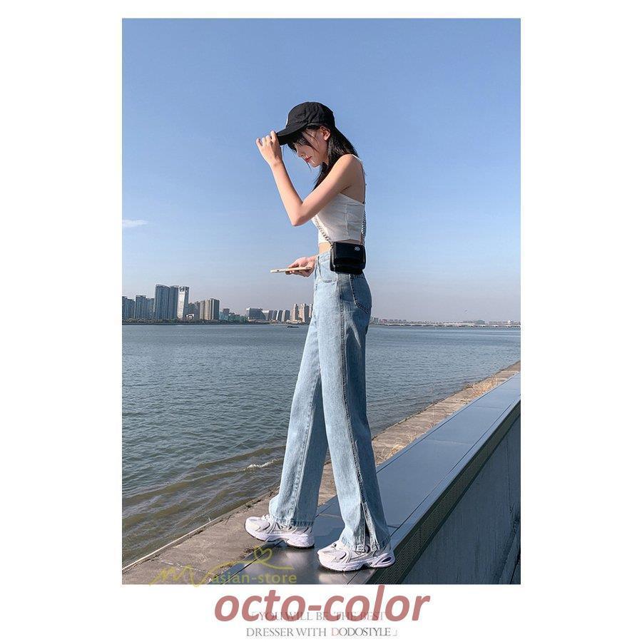 大人女子 着やせ フロントクロス  ワイド  デニムパンツ セール】デニム ワイドパンツ レディース 着やせ（デニムパンツ