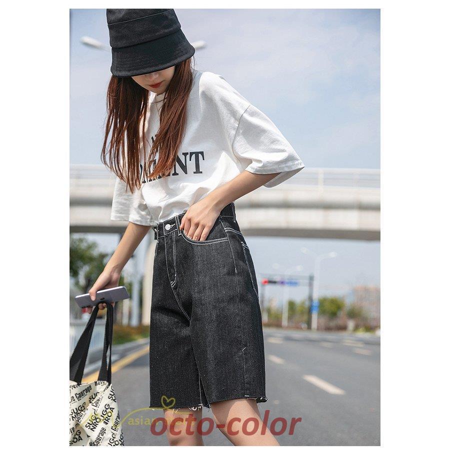 デニムパンツ レディース 着痩せ きれいめ 夏コーデ サマー 5分丈 Aラインパンツ ハーフパンツ 着回し お出かけ 上品 ハイウエストきれいめ ジーンズ Oc 0524 09nzk38 Octo Color 通販 Yahoo ショッピング