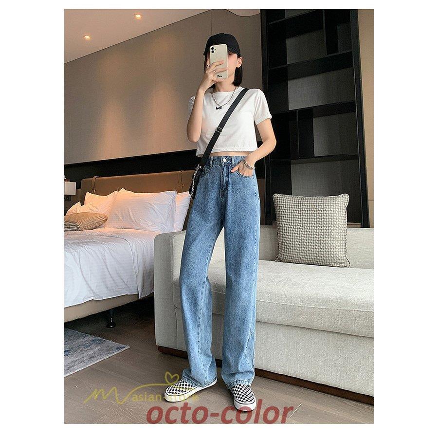 パンツ デニム ジーンズ ロング丈 着痩せ レディース 夏新作