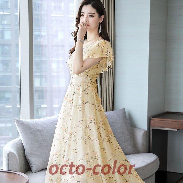 【美品✨】フォクシー　ロングワンピース　Rondeフレア　Aライン　シフォン セール】レース＆シフォンAラインロングワンピース・ドレス