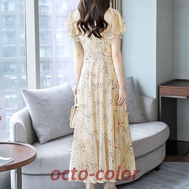 大きいサイズ 花柄ワンピース ピンク フレア ロング シフォン 大きいサイズ 花柄ワンピース ピンク フレア ロング シフォン