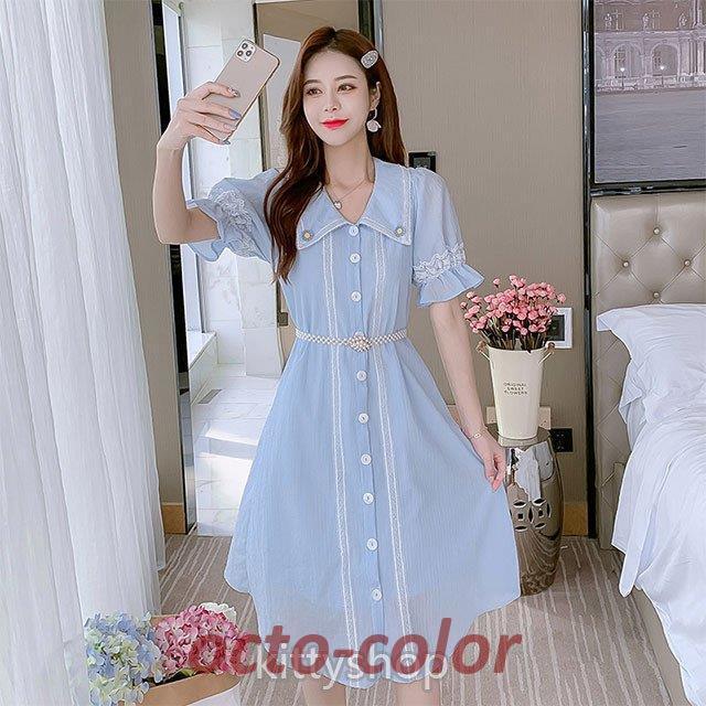 ワンピース レディース 20代 夏 襟付き Aラインワンピース 可愛い