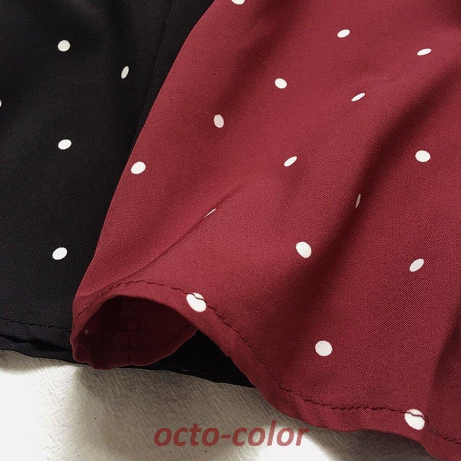 ドット柄 シャツブラウス レディース 半袖 白 ブラウス