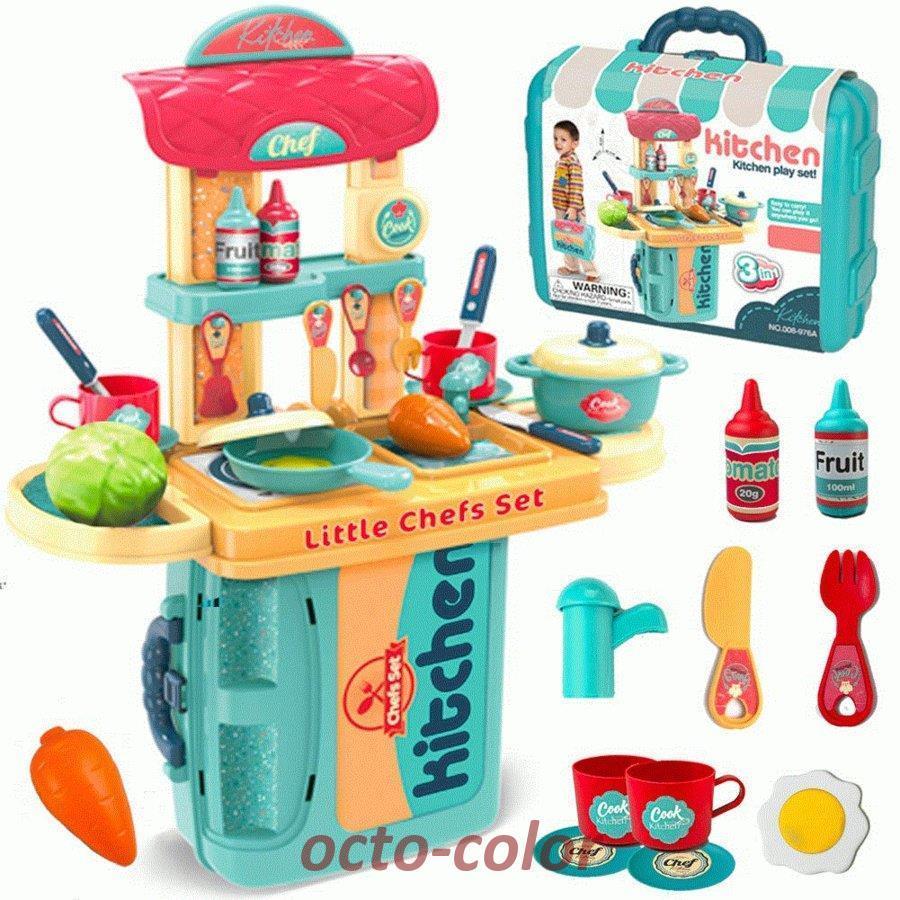 おままごと キッチンおもちゃ 3IN1  野菜おもちゃ 料理 食器おもちゃ 調理器具セット 男の子 女の子 室内おもちゃ  収納トランク｜octo-color