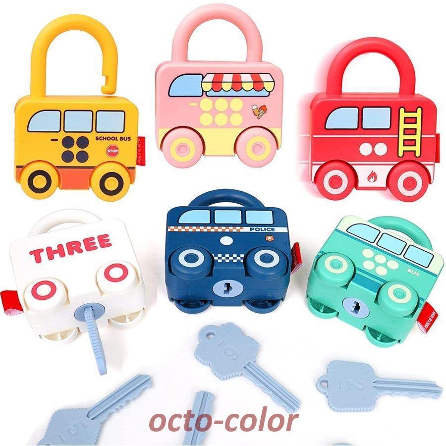 ミニカー6個 セット 鍵おもちゃ おもちゃ 消防車  パトカー バス 救急車 英語 数字 手先訓練 車おもちゃ 女の子 男の子 誕生日   ギフト｜octo-color｜06