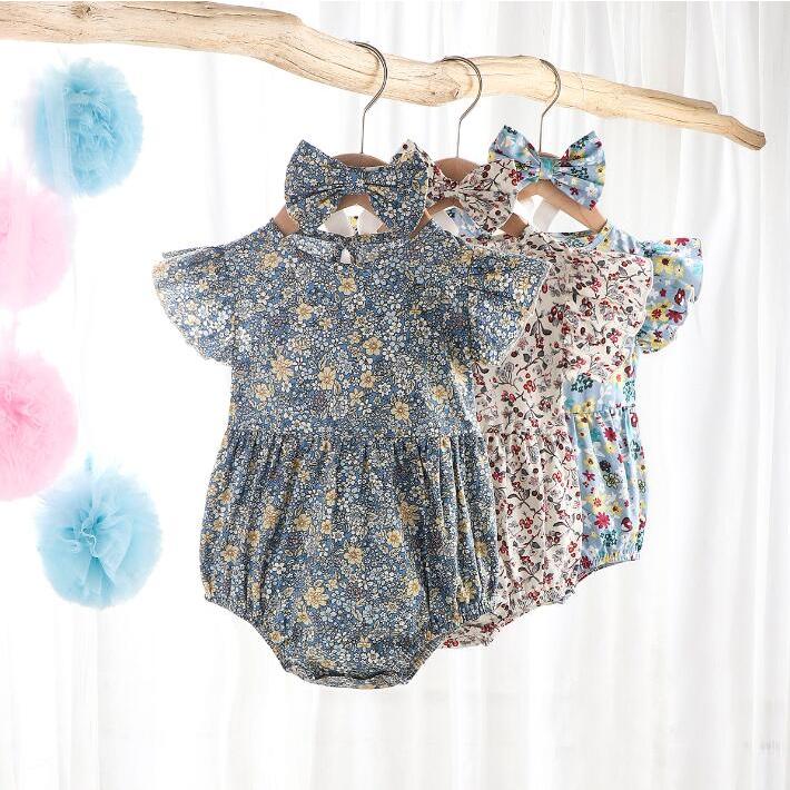 ロンパース 夏 女の子 半袖 60 70 80 90 ベビー服 花柄 リボン付き ヘアバンド かわいい おしゃれ | ブランド登録なし