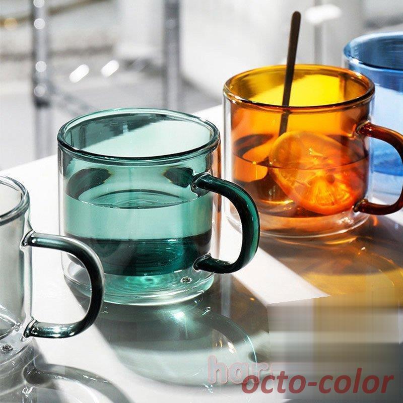 ガラス カップ 二重構造 ステンドグラス 2層ガラス コップ 保冷 耐熱ガラス ダブルウォール コーヒーカップ カラーグラス コップ お祝い プレゼント｜octo-color｜07