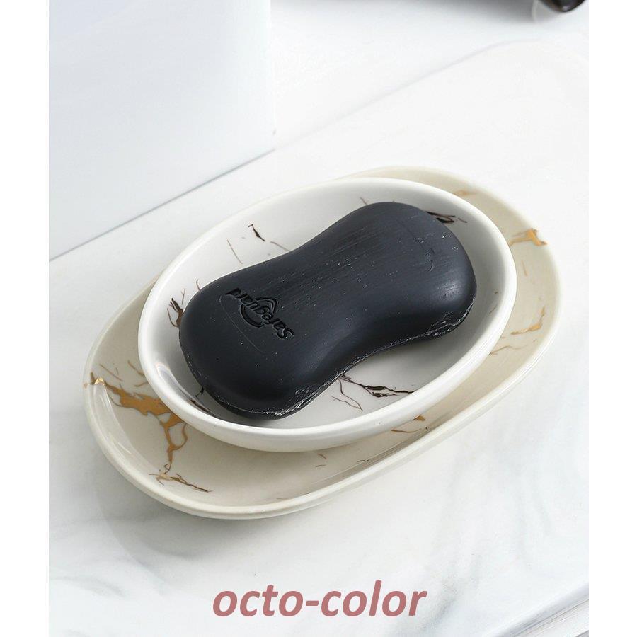 日用品雑貨 サニタリー 洗面所 バスルーム ソープディッシュ 石鹸置き 大理石調 オーバル シンプル ホテルライク ホワイト 45] | ブランド登録なし | 06