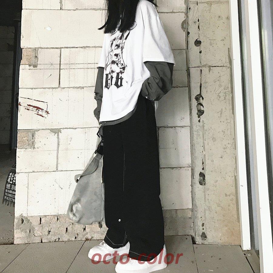 スエットラインデニムパンツ 黒 韓国ファッション aespa K-pop 5321f5553fec214611d9108ade37c2