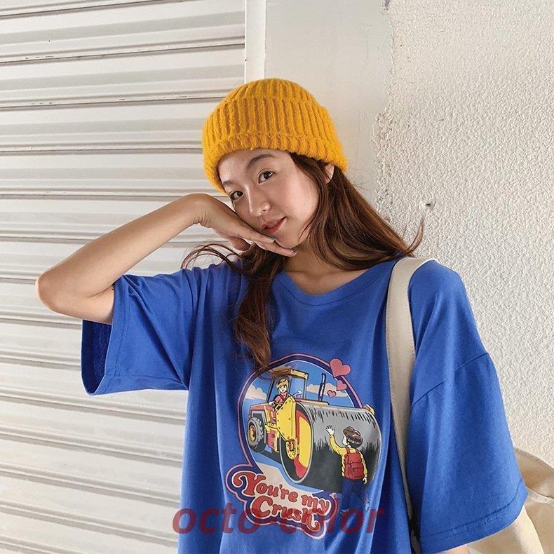 Tシャツ レディース 復古風 半袖 夏 ゆるい トップス 韓国
