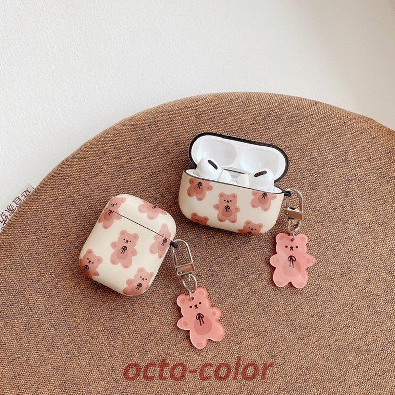 Airpods Airpods pro ケース 韓国 tpu 総柄 ベアー くま bear チャーム シンプル エアポッド エアーポッズ プロ カバー かわいい イヤホンケース 女性 レディー｜octo-color｜02