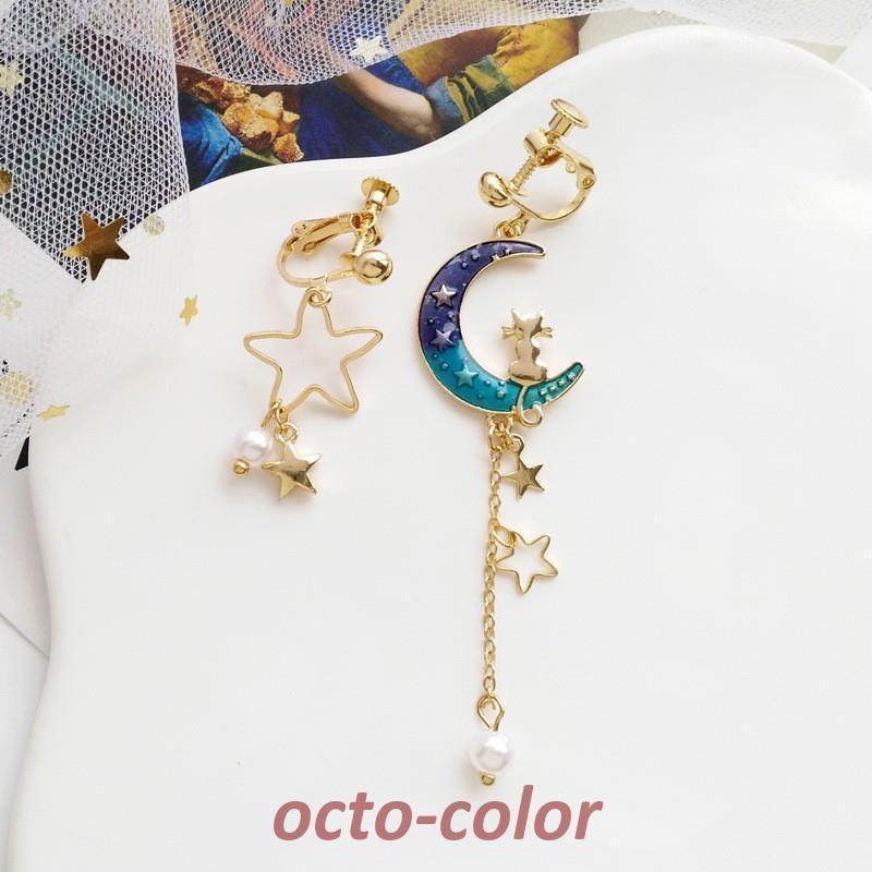 ⭐︎お値下⭐︎カチューシャ　イヤリング付　ハンドメイド　パール　ゴールド　ネイビー イヤリング ピアス 二種類 ロング キャッチ イヤーカフ スター 月 真珠