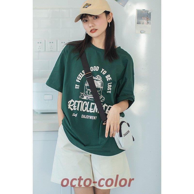 レディース 半袖Tシャツ 女性 2022年 夏 新商品 イラスト ルーズ