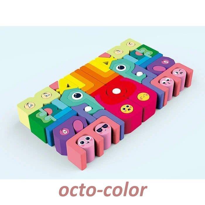 木のおもちゃ 積み木 ブロック 積木 パズル カラフル 知育玩具 おもちゃ 玩具 木製 知育 色認識 表情 立体 3D 遊び 知育 男の子 女の子 子ども 子供｜octo-color｜08