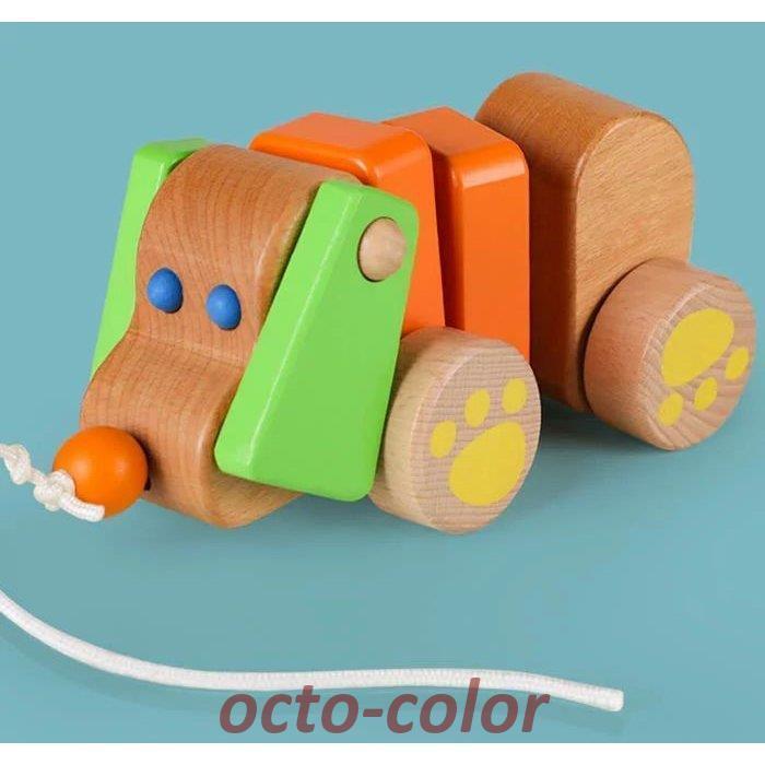 木のおもちゃ プルトイ 引き車 木製 イヌ ワニ 動物 知育玩具 幼児