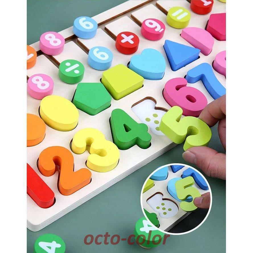 木のおもちゃ 木製パズル 型はめパズル 知育玩具 数字 色 形 数学 計算 数字パズル ちいく玩具 木製玩具 学習玩具 指先訓練 数学力アップ 女の子 男｜octo-color｜06