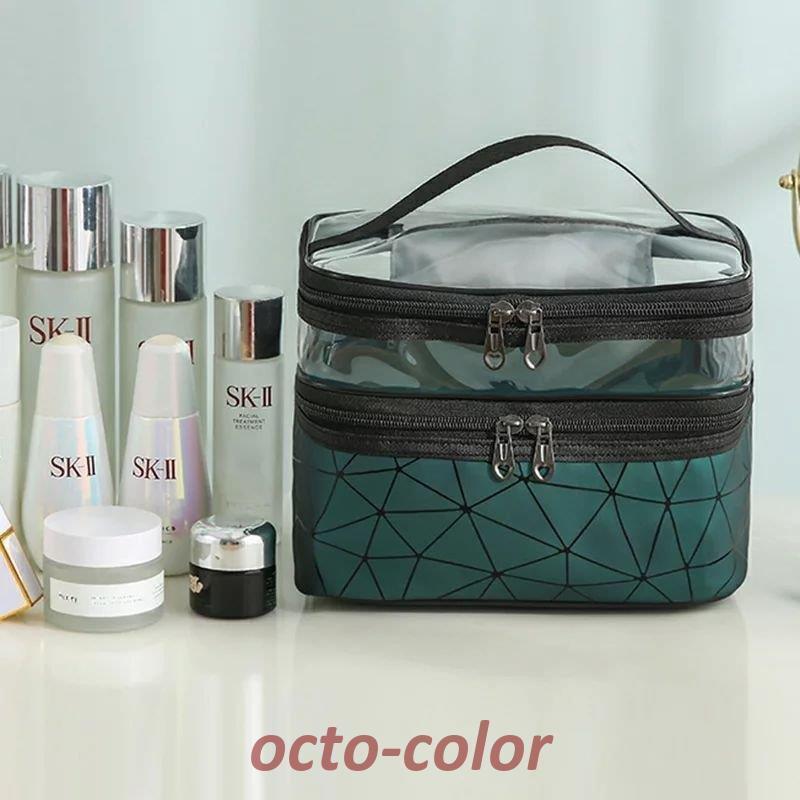 化粧ポーチ メイクアップ ポーチ コスメポーチ ファスナー 2層 2
