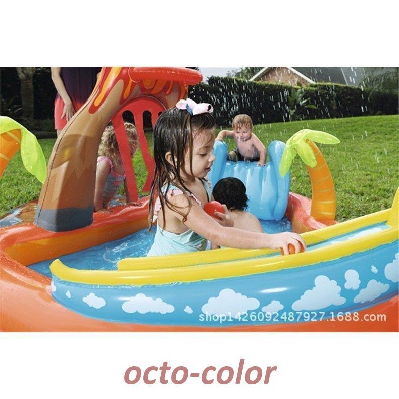 家でプール遊び！ビニールプール 家庭用プール 対象年齢３歳 子供プール new 水遊び おもちゃ 火山のプール 滑り台付き スライダー 