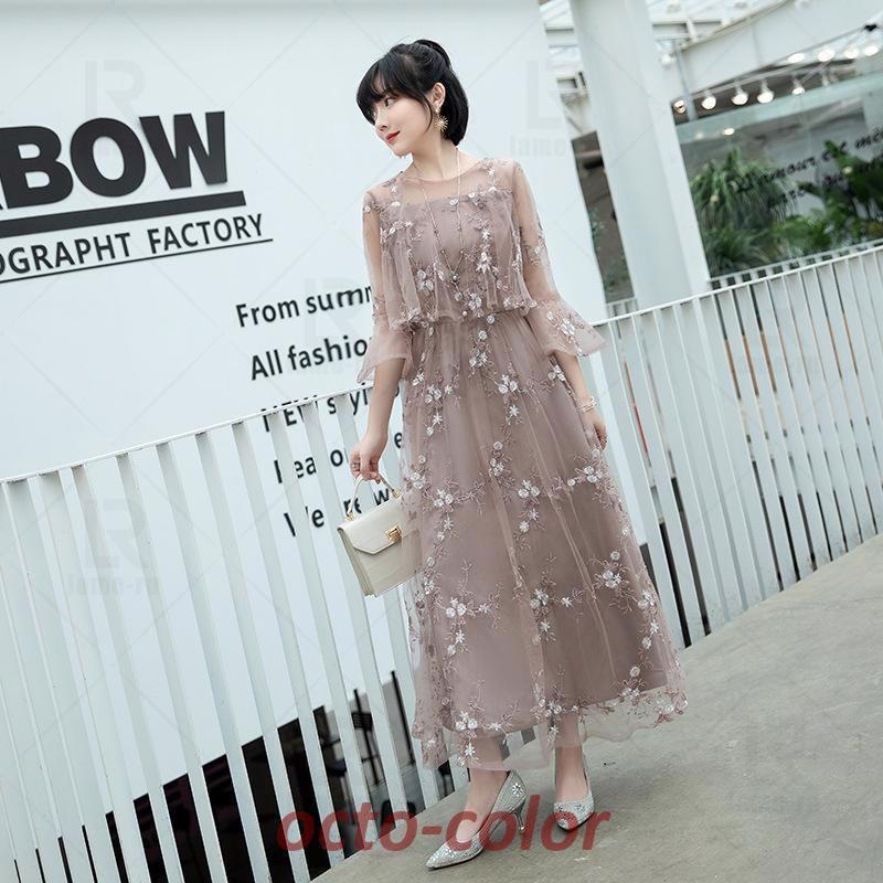 結婚式 パーティードレス 大きいサイズ ワンピース マタニティ フォーマル お呼ばれ レース フリル ドレス マキシ きれいめ 楽チン 女子会 食事会 デート | ブランド登録なし | 14