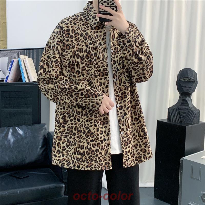 ヒョウ柄 シャツ メンズ 長袖 おしゃれ カジュアルシャツ トップス