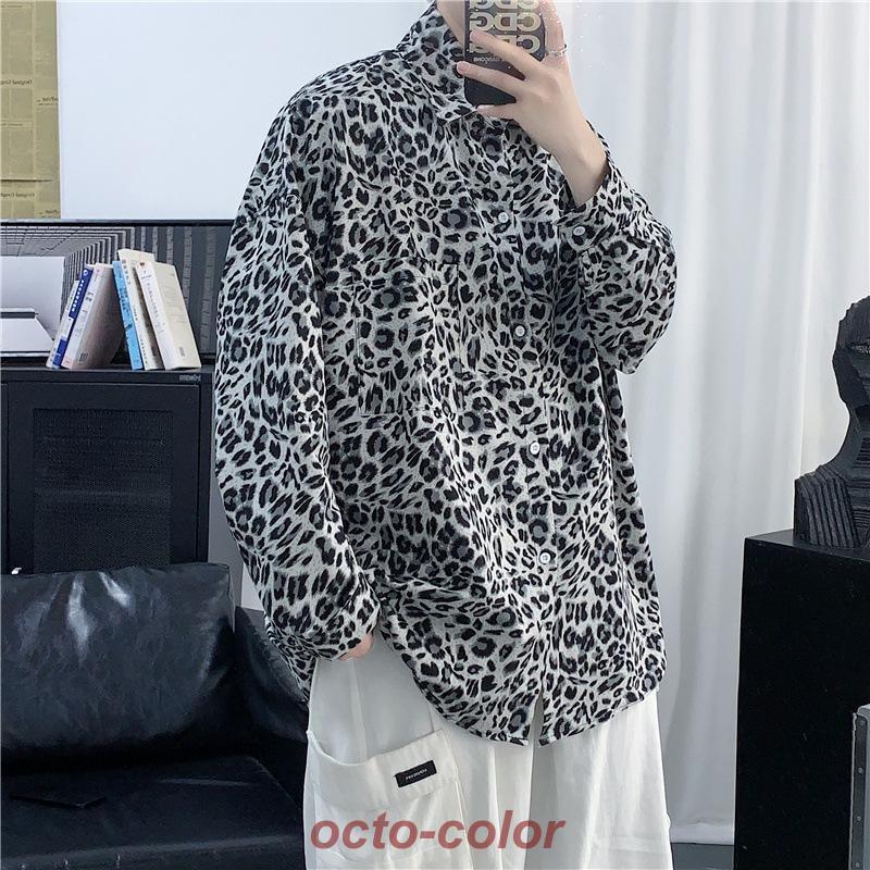ヒョウ柄 シャツ メンズ 長袖 おしゃれ カジュアルシャツ トップス