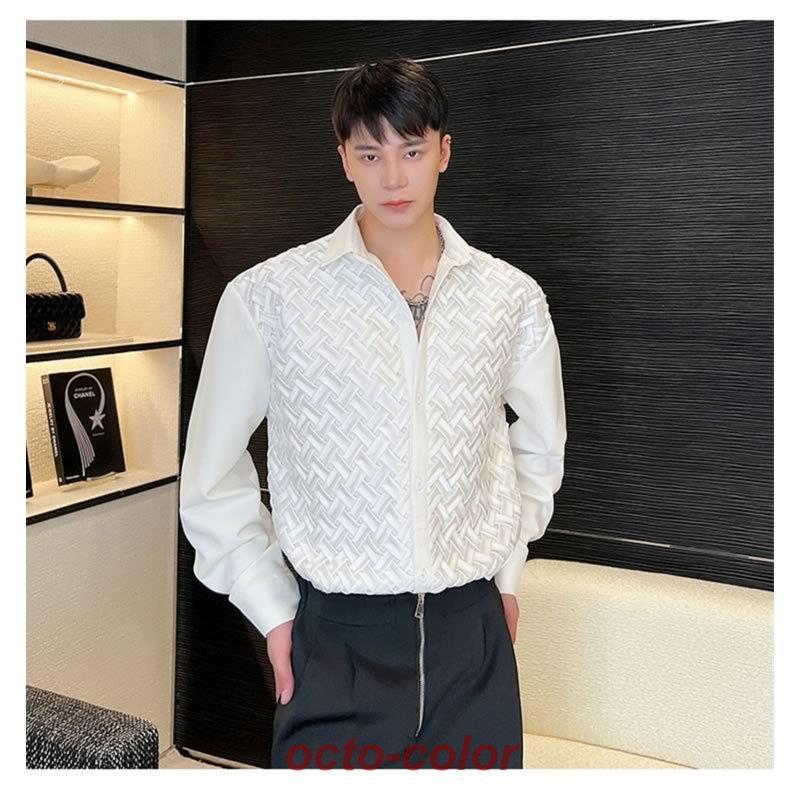 シャツ メンズ 大きいサイズ 長袖 ビッグシルエット 編込み シャツ メンズ 大きいサイズ 長袖 ビッグシルエット 編込み