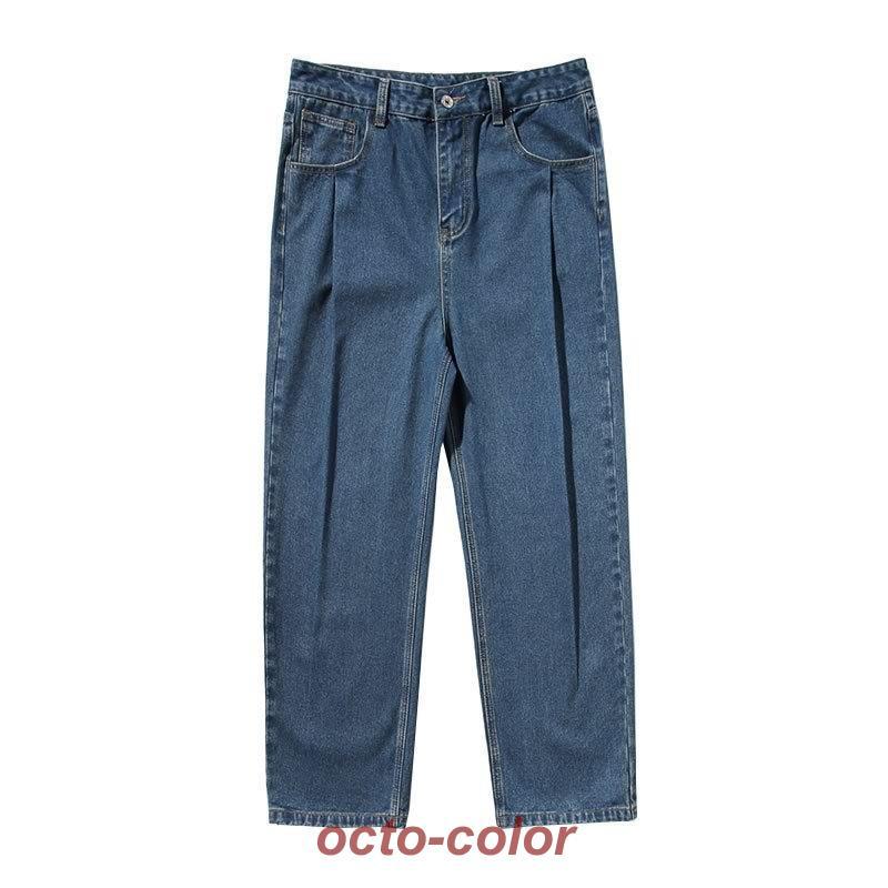 クロップドデニムパンツ メンズ ゆったり タック入り 太め 九分 クロップドデニムパンツ メンズ ゆったり タック入り 太め 九分