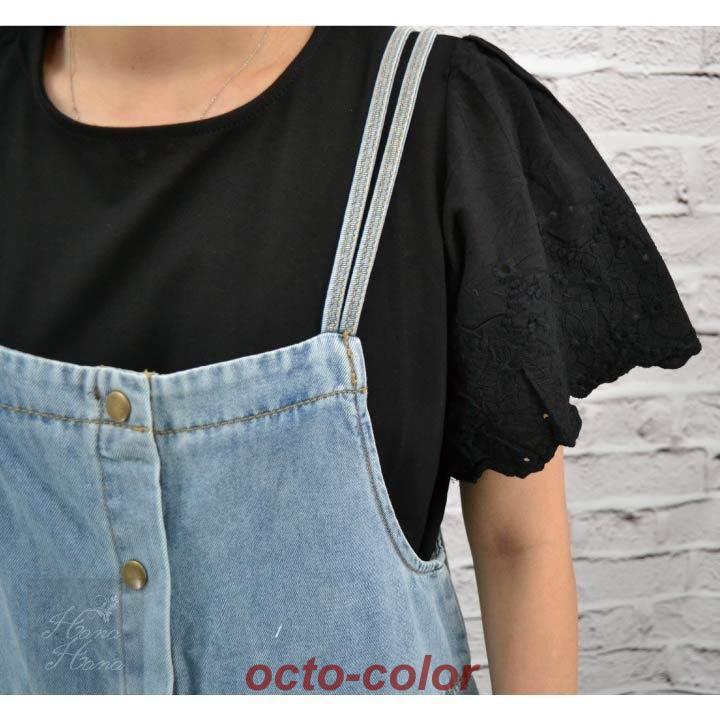 Tシャツ 半袖 ステッチ フリル レース ストライプ セール】ストライプレース半袖シャツ（シャツ/ブラウス）｜notch