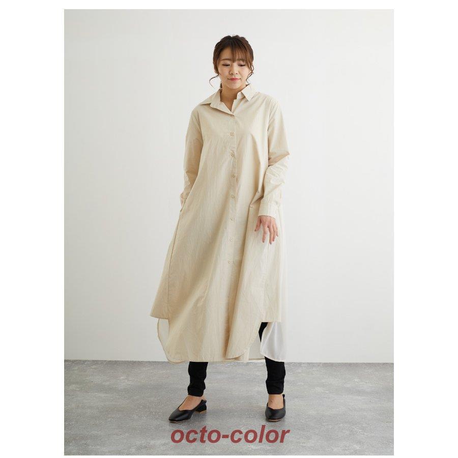 美品　ハンズオブクリエイション　リネン100 シャツワンピース　日本製　長袖 美品 ハンズオブクリエイション リネン100 シャツワンピース