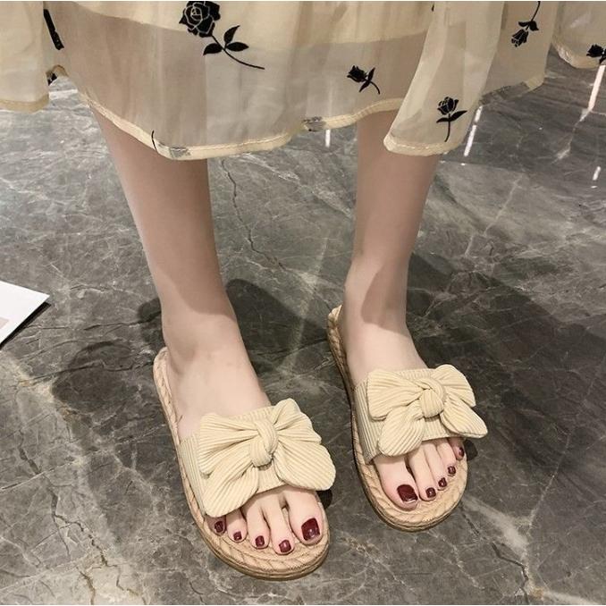 サンダル リボン ペタンコ ぺたんこ ビーチサンダル レディース