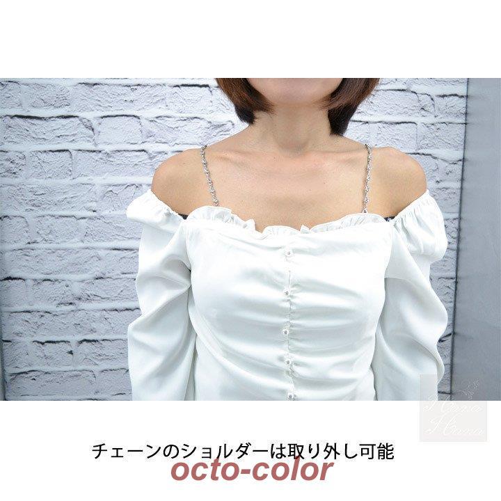 michellMacaron オフショルトップス 白 紐ブラウス 美品✨ オフショルダー トップス ブラウス カットソー オフショル へそ見え 肩