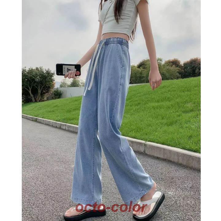 美品✨エムズグレイシー♡デニムサロペット ワイド デニム コットン リネン混 デニム リラックスデニム ウエストゴム ワイドデニム デニム