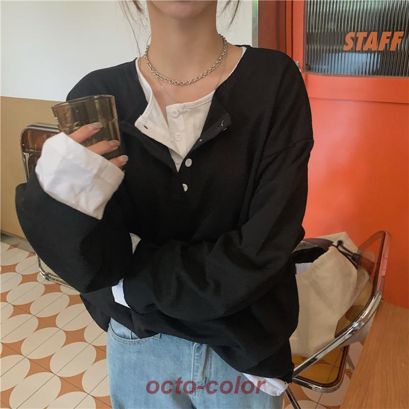 ロンT トップス ダメージ ウオッシュ加工 ドロップショルダー ♪ ロンT 長袖Tシャツ グレー ブラック トップス Tシャツ