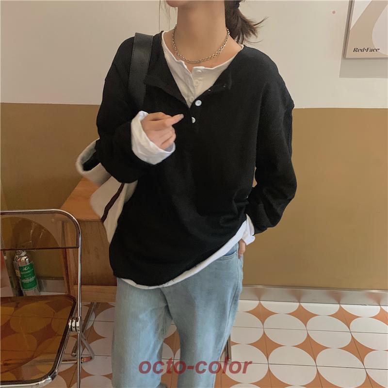 ロンT トップス ダメージ ウオッシュ加工 ドロップショルダー ♪ ロンT 長袖Tシャツ グレー ブラック トップス Tシャツ