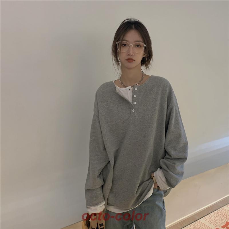 3色 ロン Tシャツ トップス ロゴ ドロップショルダー カジュアル 楽天市場】ツートンカラー ロゴ 長袖 ロンT トップス Tシャツ