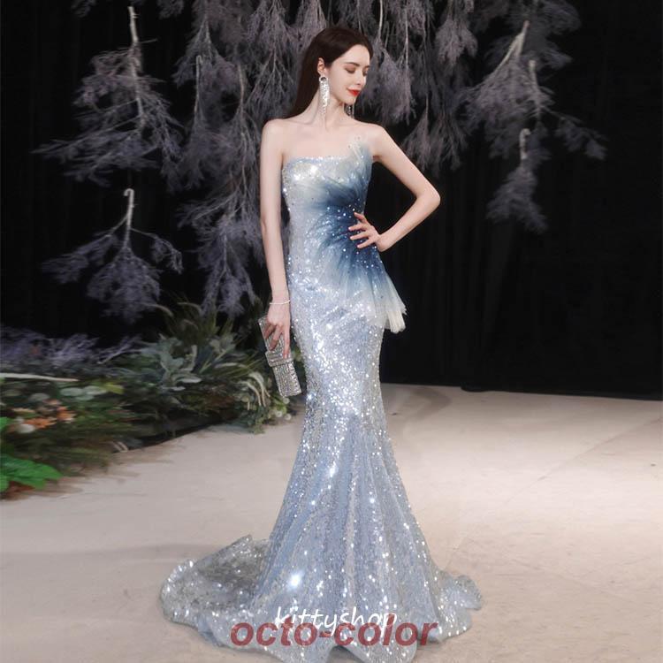 キラキラ、スパンコール、ブルー、ロングドレス、ラメ、イブニングドレス、韓国 楽天市場】ビスチェドレス ブルー 水色 スパンコール キラキラ