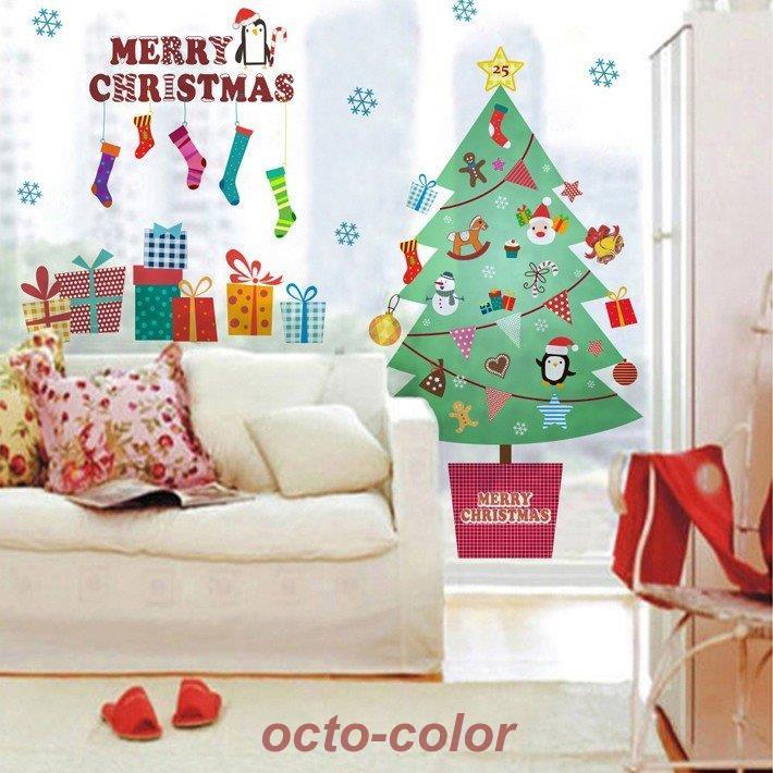 クリスマスツリー ウォールステッカー クリスマスデコレーション サンタクロース 店舗ディスプレイ｜octo-color｜02
