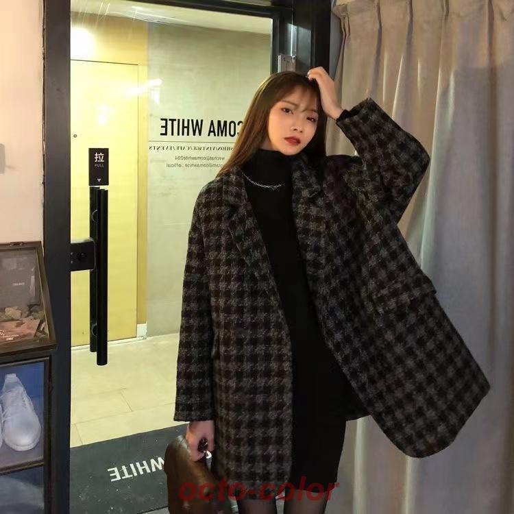 千鳥格子 ショートコート カジュアルコート トップス アウター コート