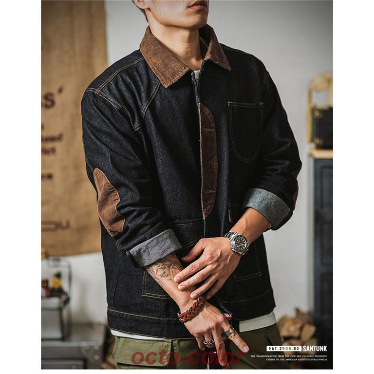 デニムジャケット メンズ 黒 30代 40代 Gジャン ジャンバー ライト