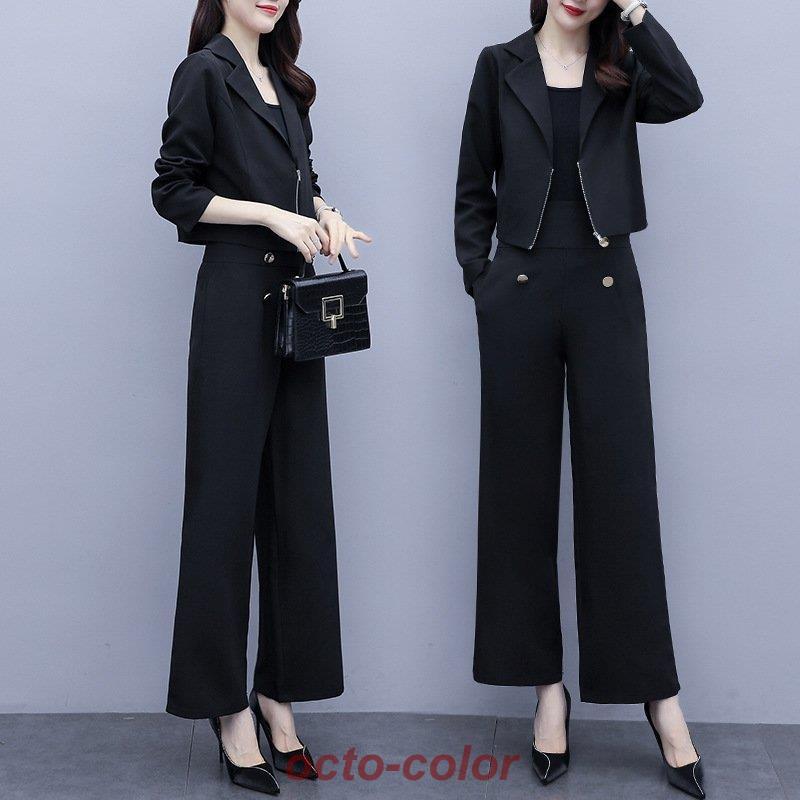 セットアップ レディース 春 パンツスーツ 卒業式 服 母ワイド