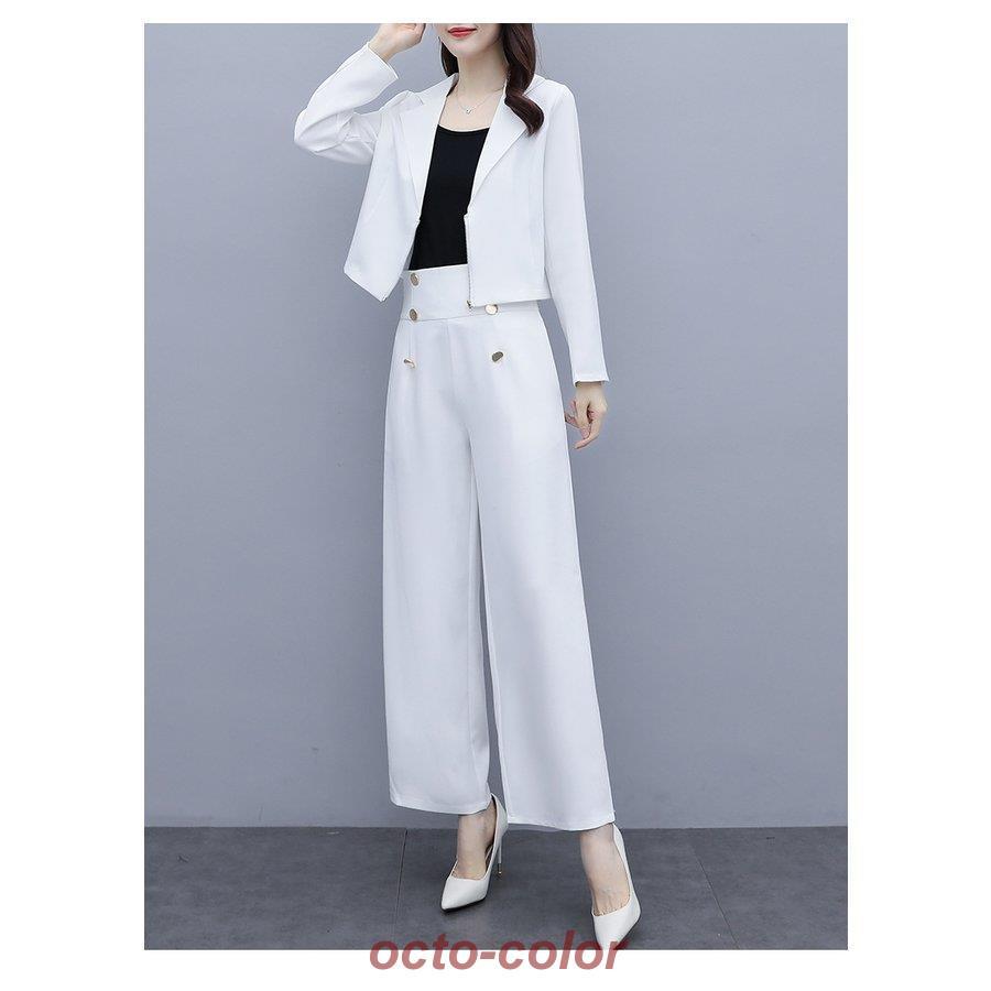 セットアップ レディース 春 パンツスーツ 卒業式 服 母ワイド