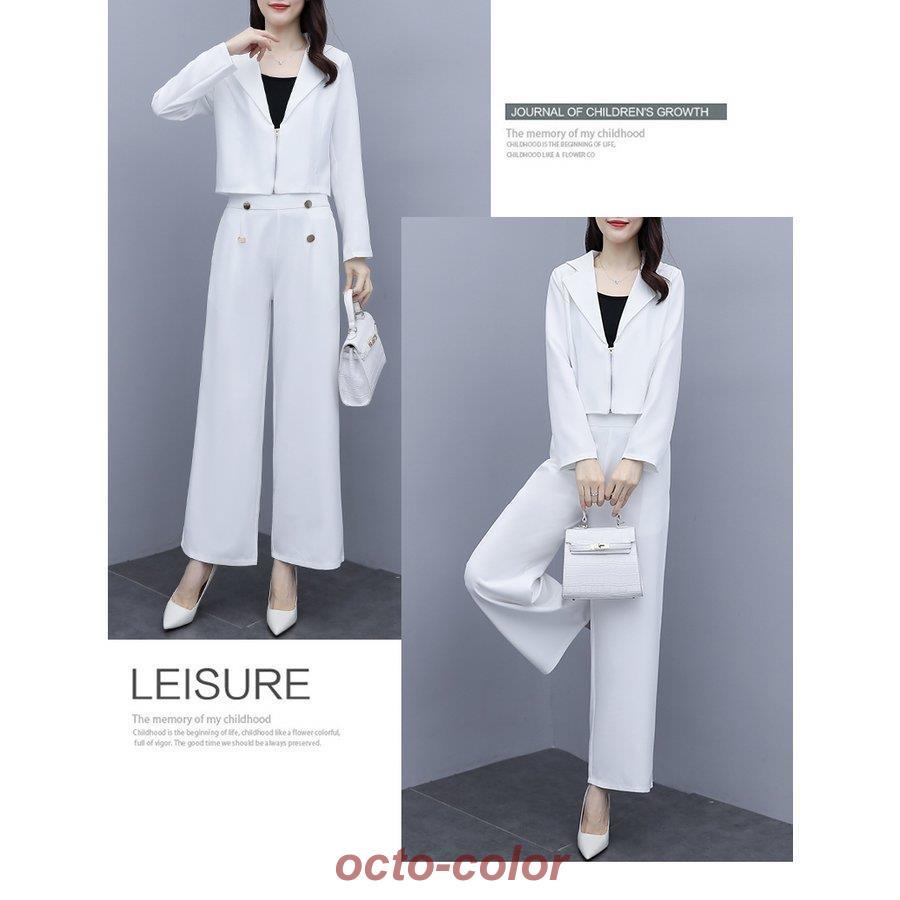 セットアップ OL パンツスーツ フォーマル パーティー オフィス着　オシャレ セットアップ レディース 春 パンツスーツ 卒業式 服 母ワイド