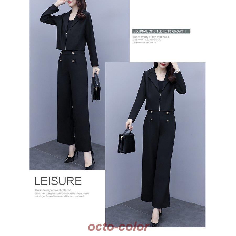 セットアップ OL パンツスーツ フォーマル パーティー オフィス着　オシャレ セットアップ レディース 春 パンツスーツ 卒業式 服 母ワイド