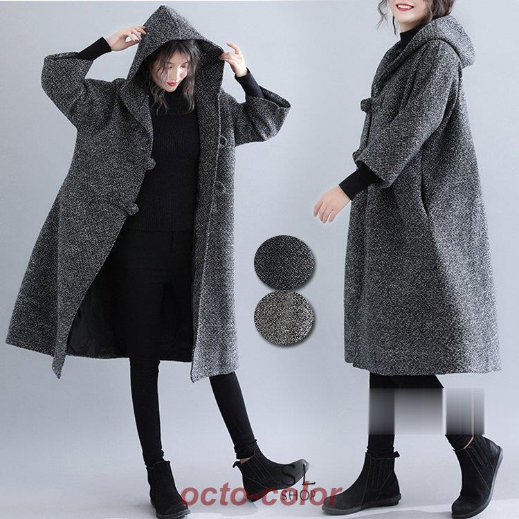 コート レディース 30代 40代 50代 チェスターコート ロング丈 フード付き 7分袖 チャイナボタン アウター コート レディース 30代 40代 50代 チェスターコート ロング丈 フード